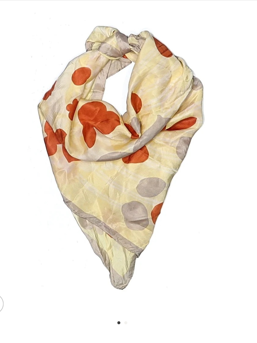 Light Yellow Polka Dot Silk Scarf - Brand Unspecified